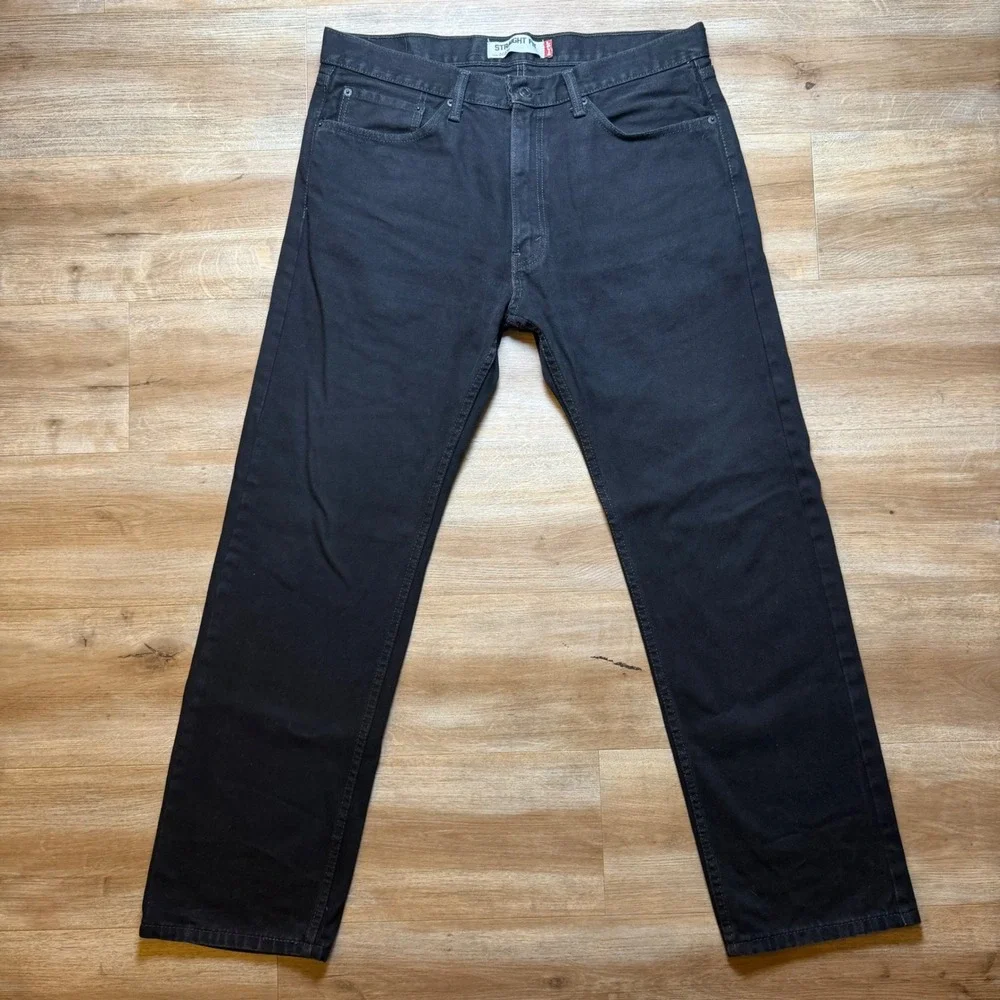 Levi's 505 Straight Fit Jeans Men 36x32 Black Denim Cotton Regular Leg Pants Y2K